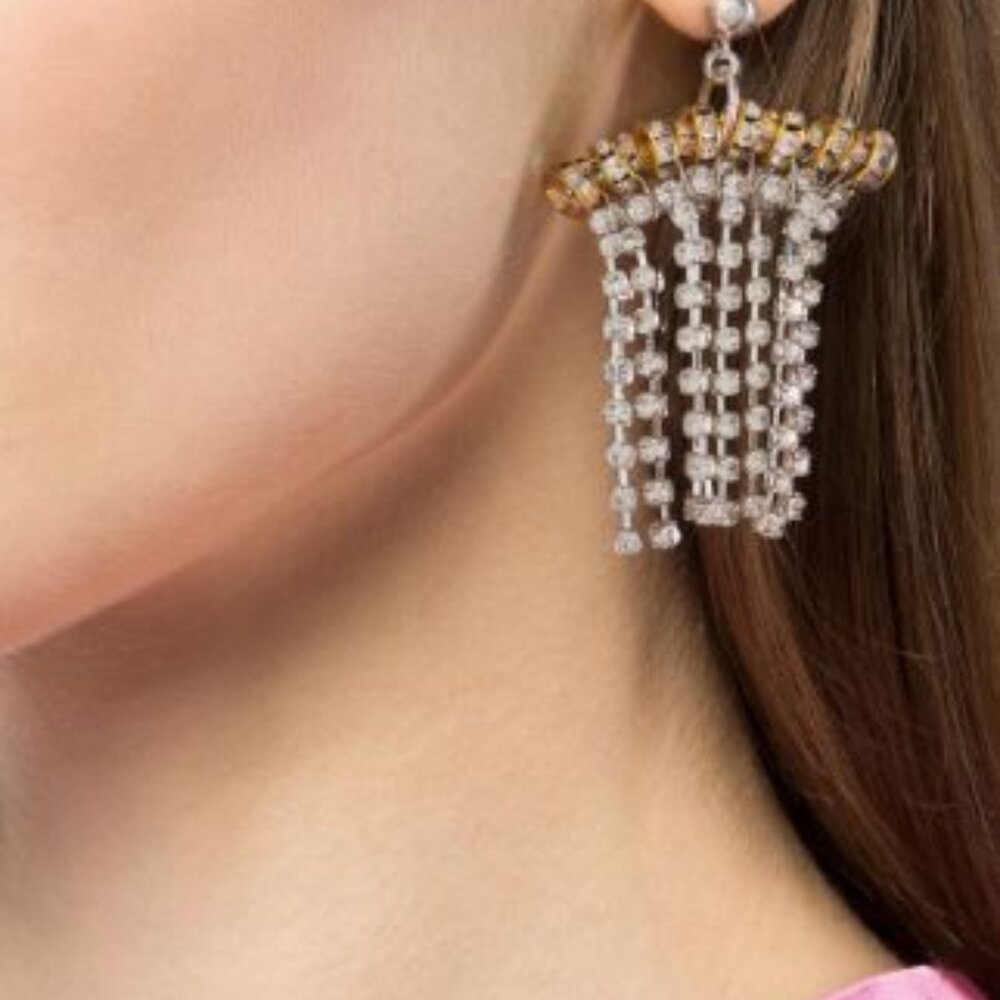 Pearl Octopuss.y Mini Chrysler crystal chandelier earrings